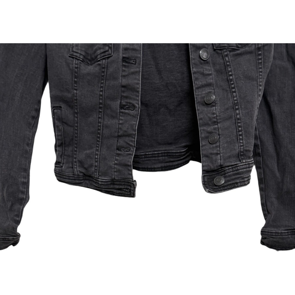 Aéropostale Seriously Stretchy Black Distressed Denim Jacket Women Small Cropped - Picture 3 of 6